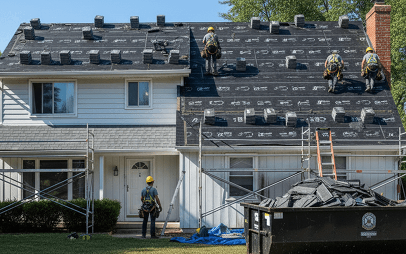 Installer presenting a workmanship warranty to a homeowner