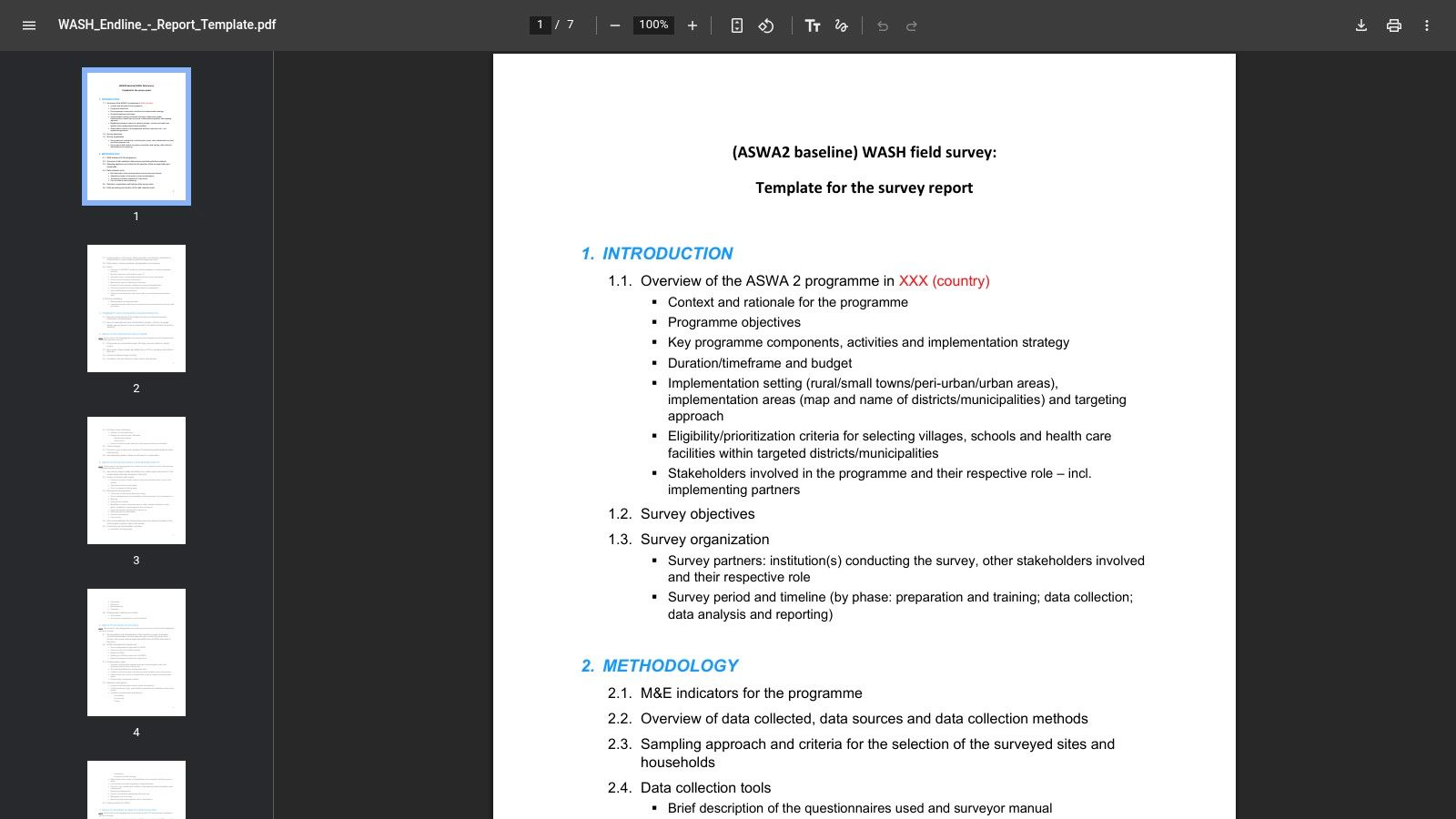 IFRC Cash Hub M&E Toolkit Baseline Questionnaire Template