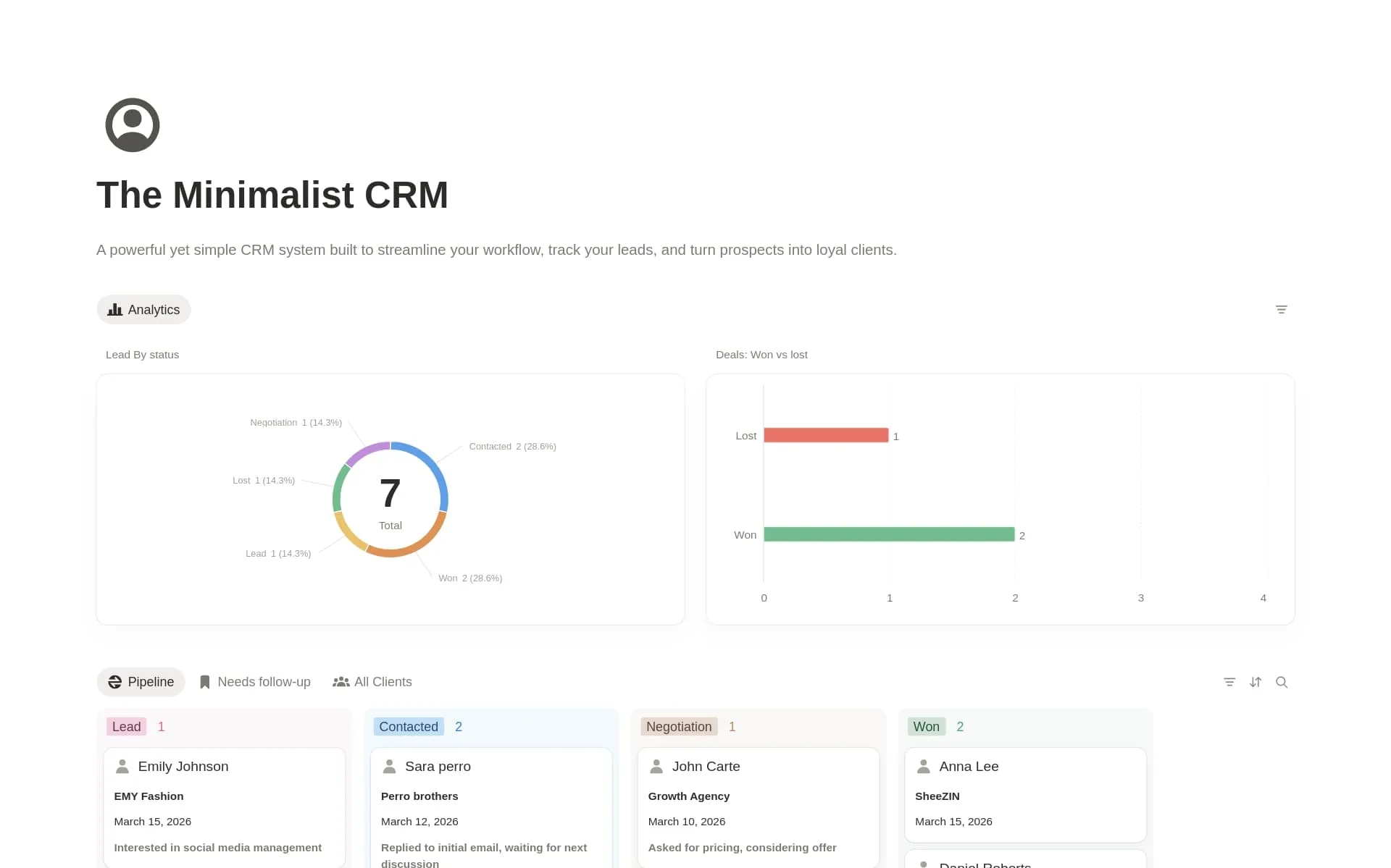 minimalist lightweight CRM
