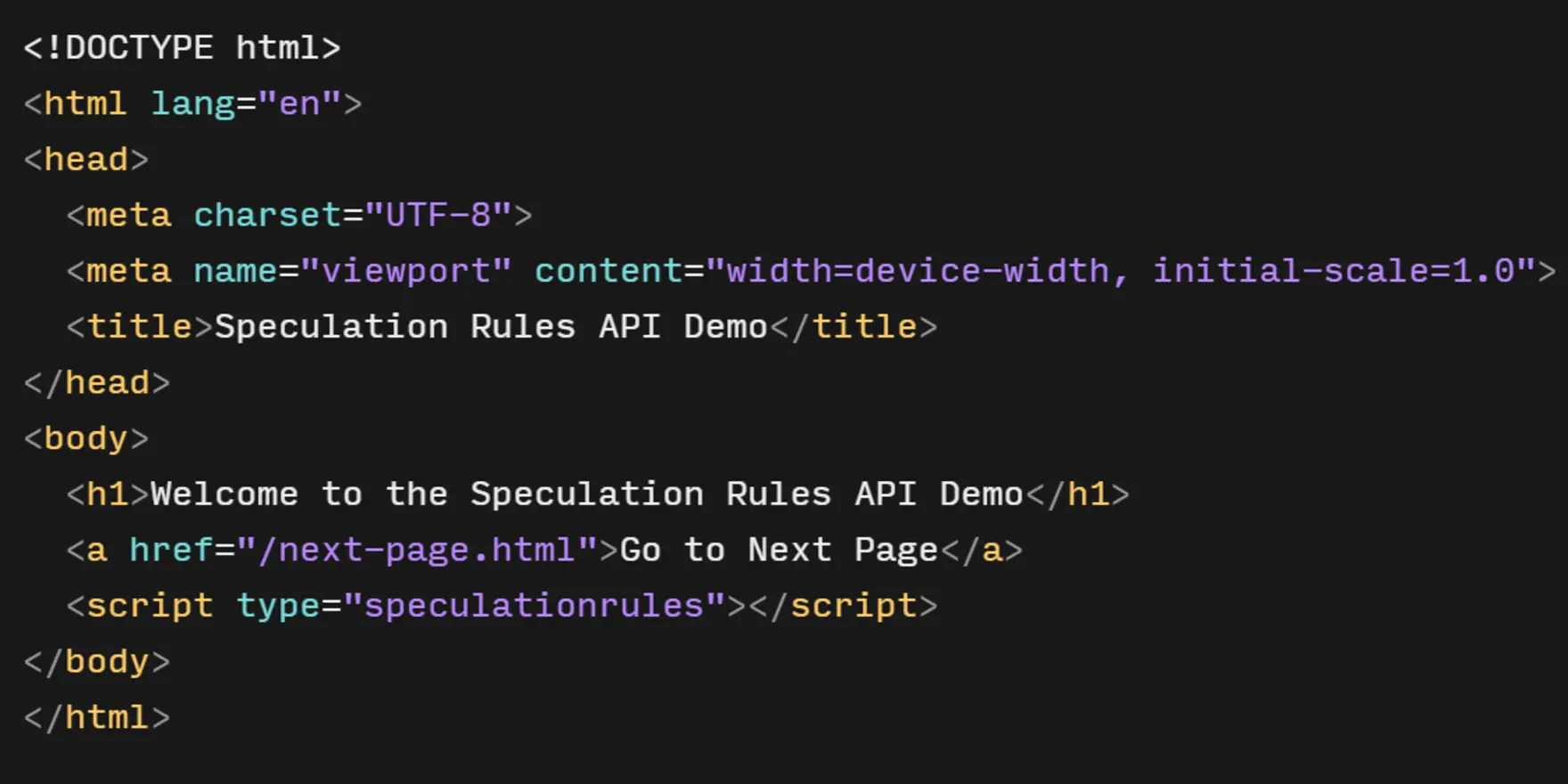 Code snippet for small HTML page