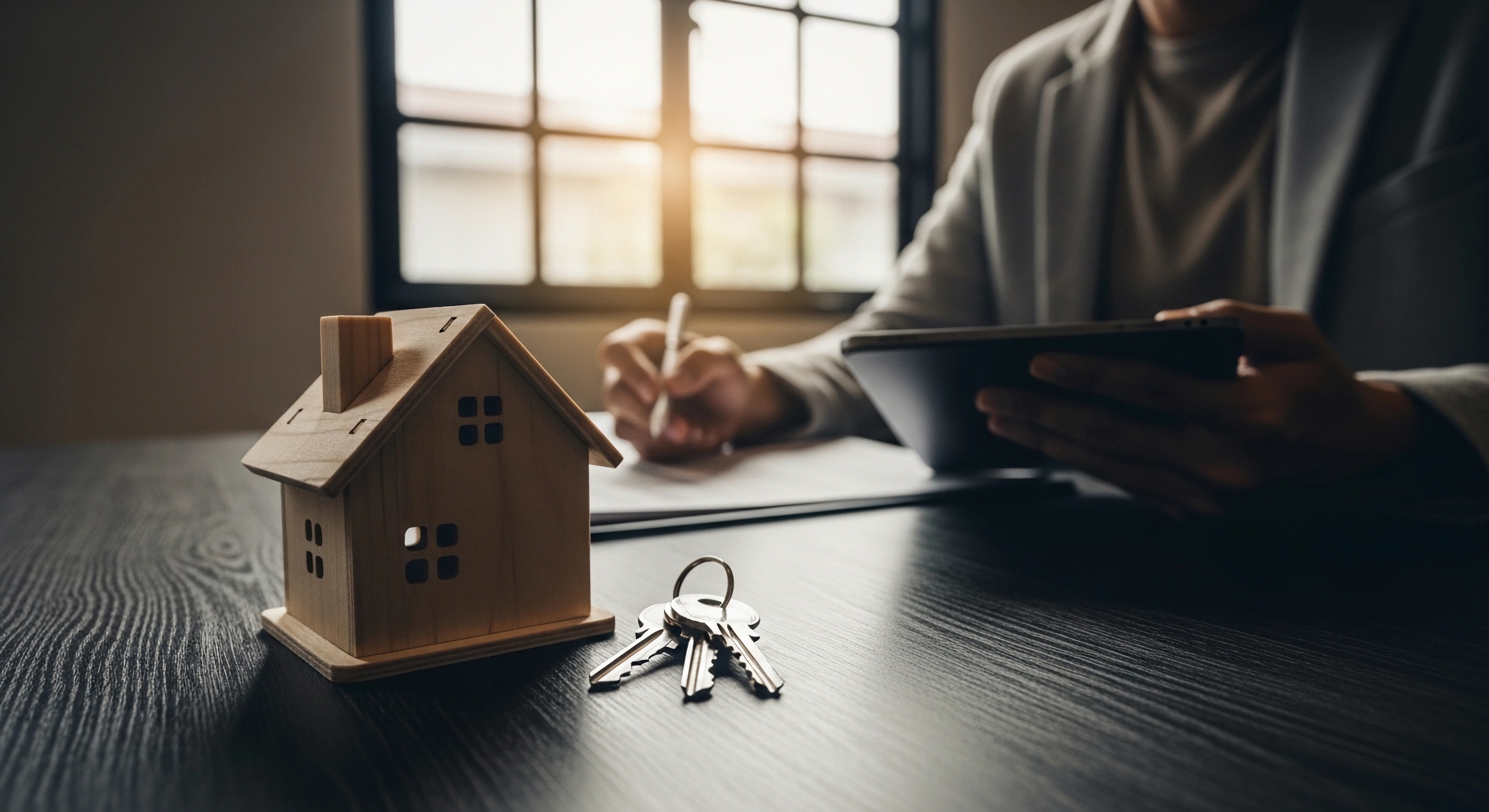 Property keys and documents on desk representing fast bridging loan settlement