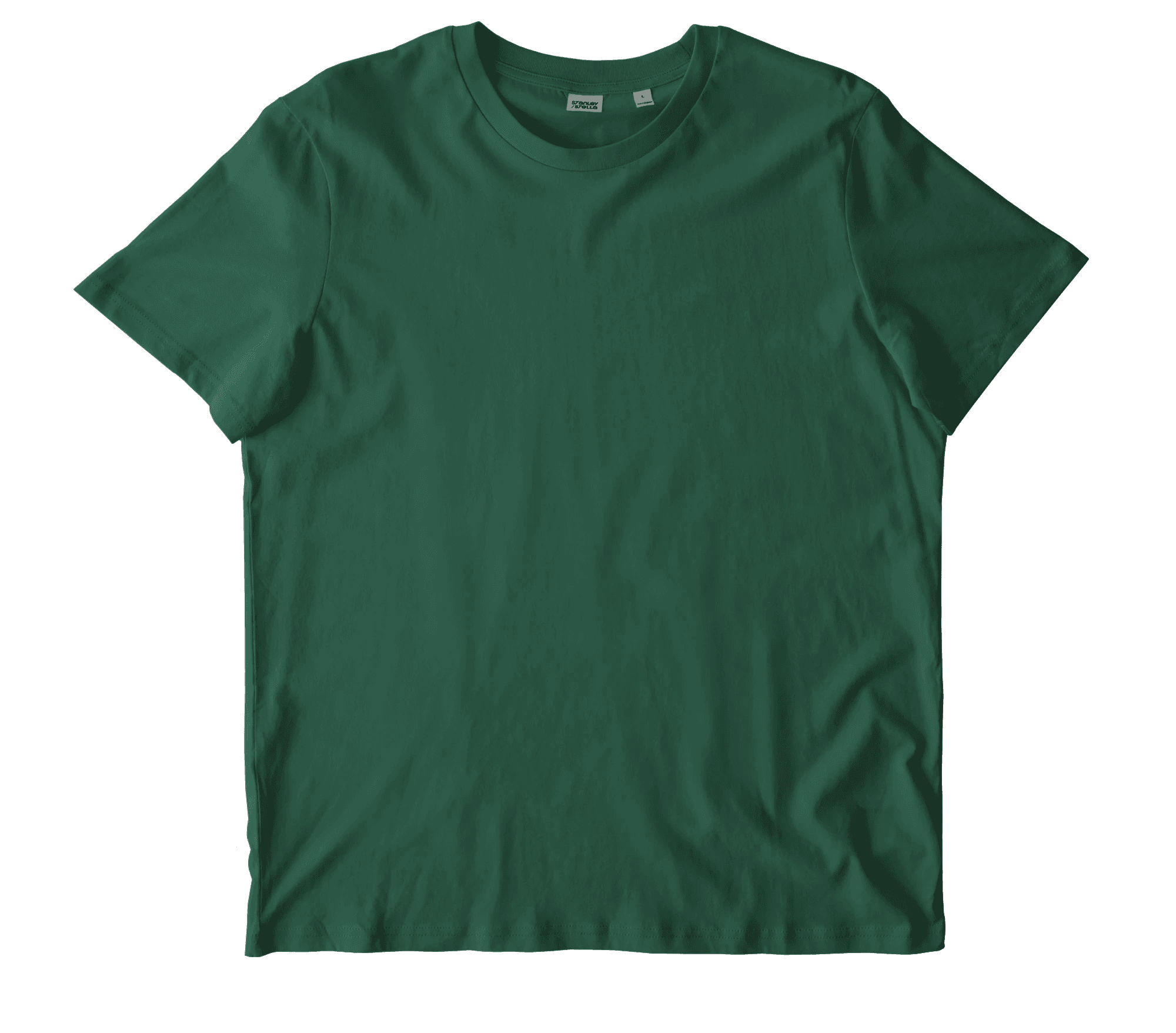 A plain green t-shirt is neatly laid out against a neutral background, emphasizing its simple design and smooth fabric.