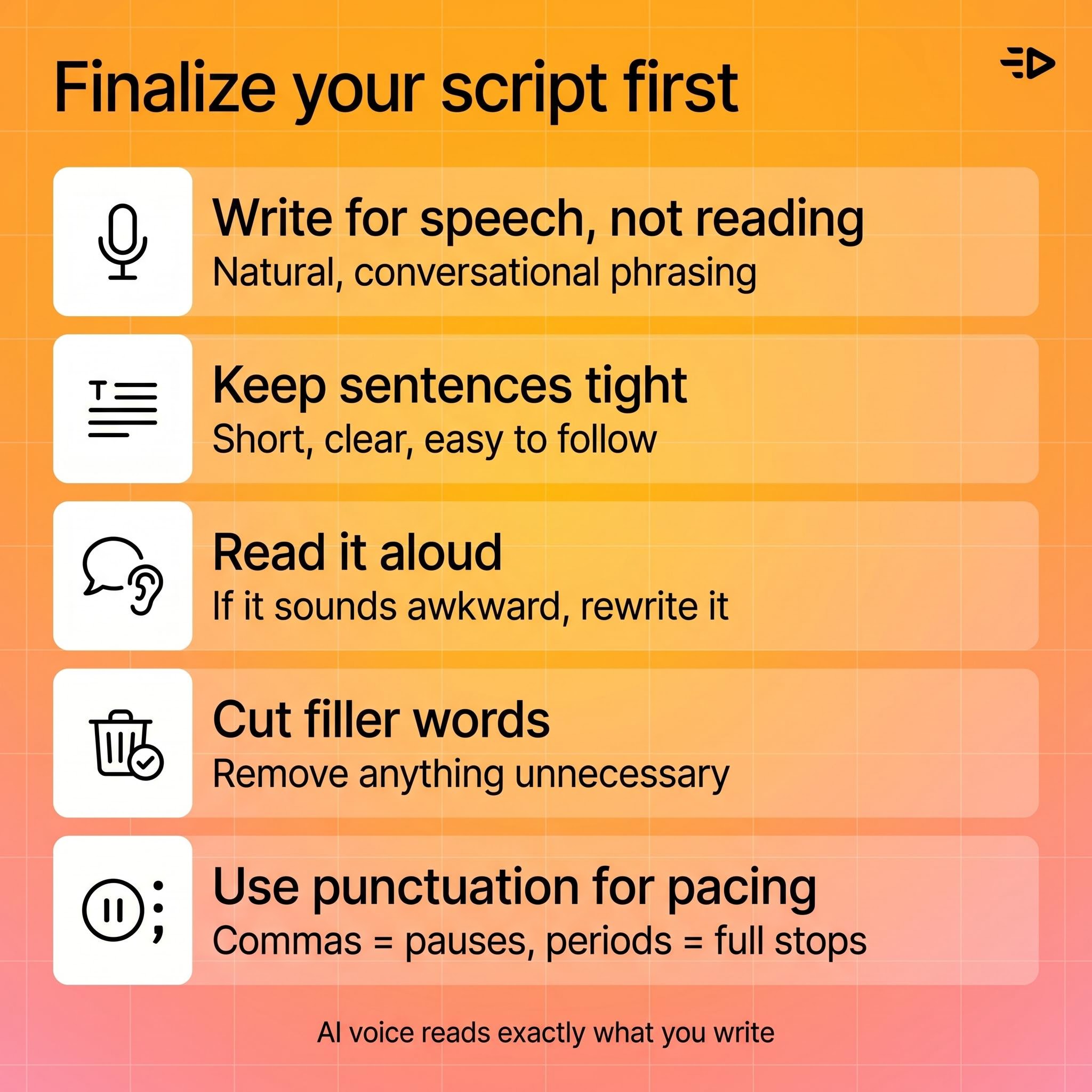 Finalize your script first