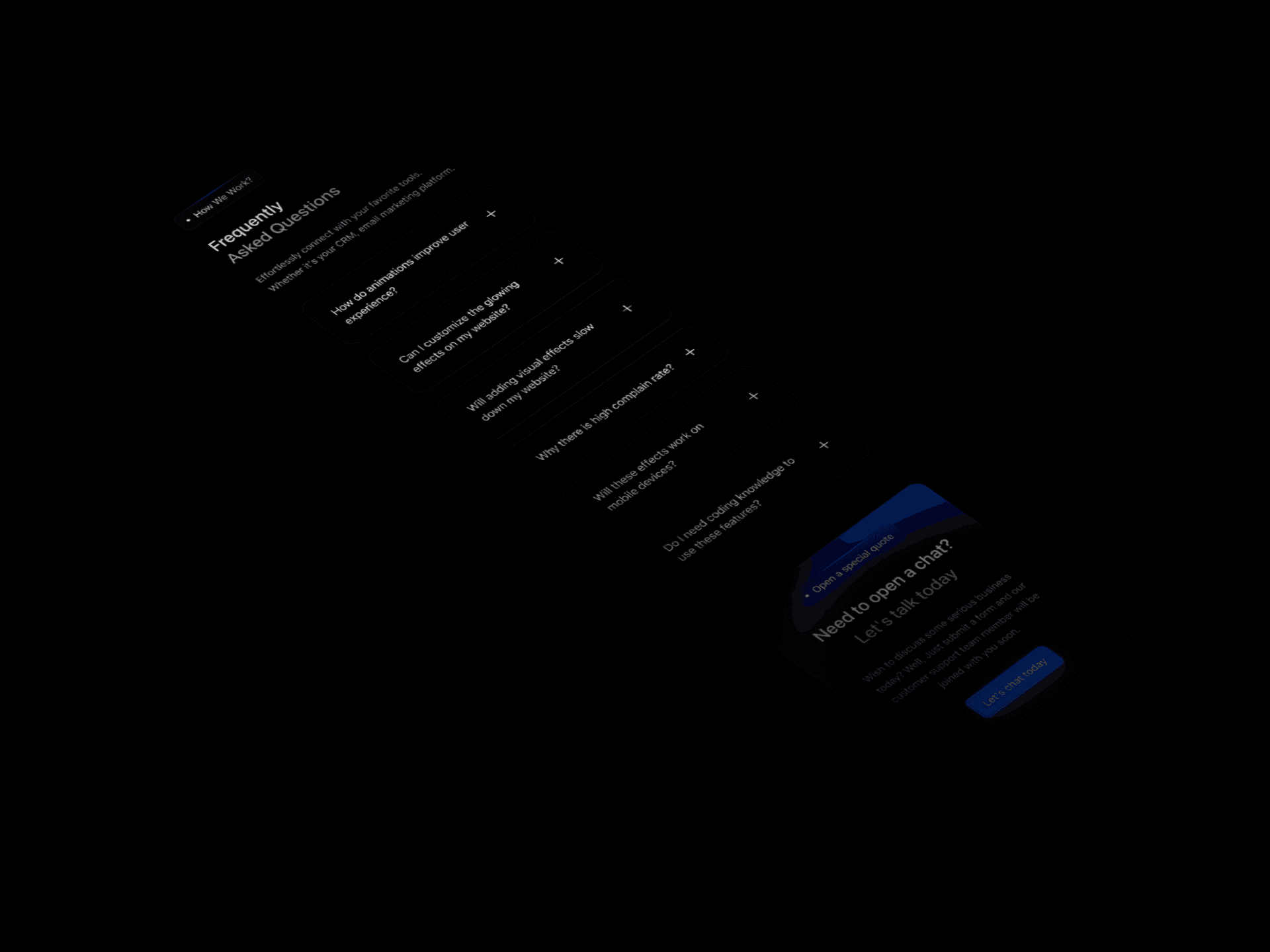 Glowrie, a premium template in Framerstacks for portfolio, agencies, and Saas. This is the faq section of the website template in a mobile view.