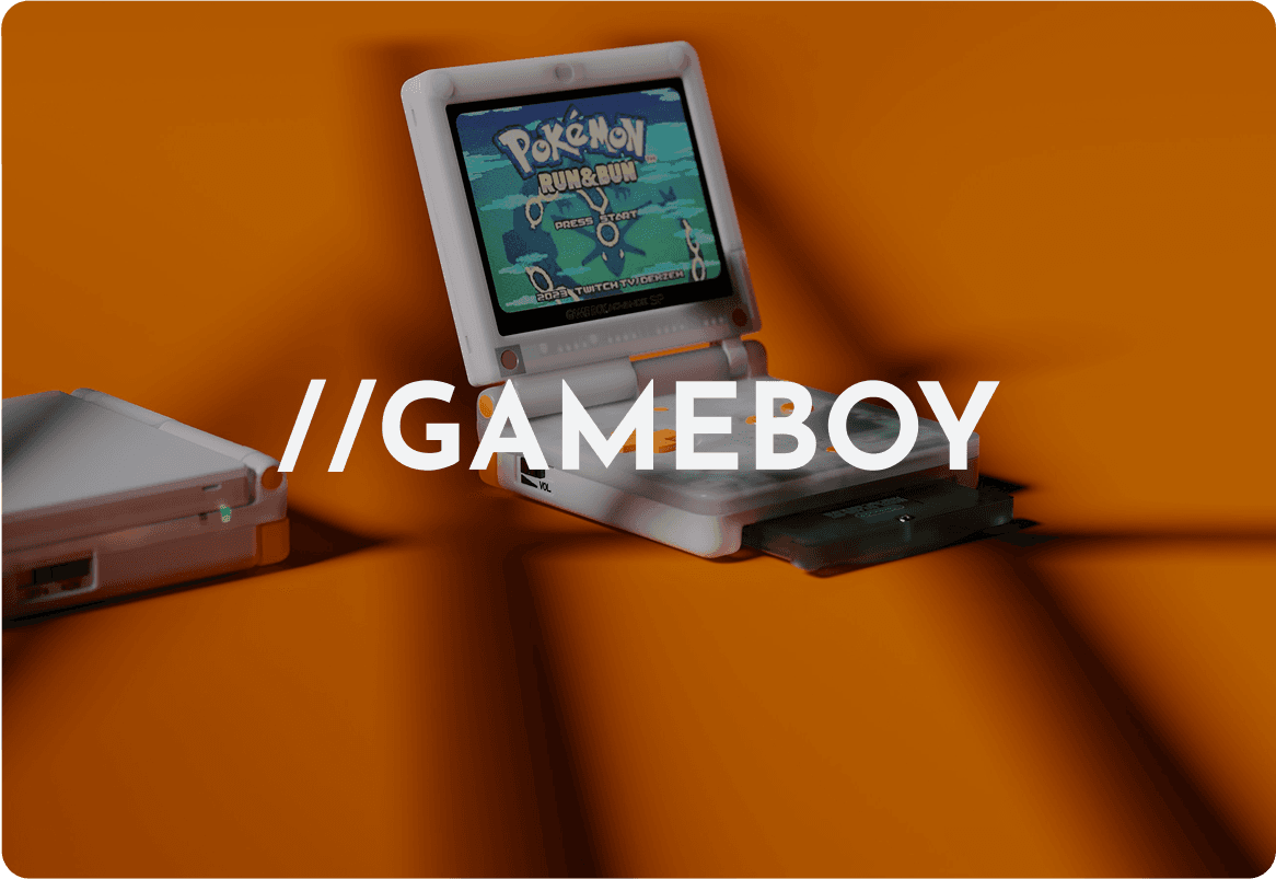 Nintendo Game Boy Advance SP with Pokémon Run & Bun game, a retro handheld console.