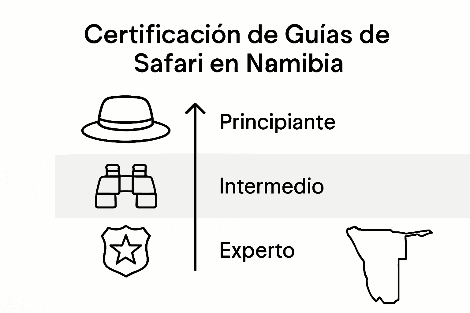 Infografía sobre las certificaciones que deben tener los guías turísticos en Namibia