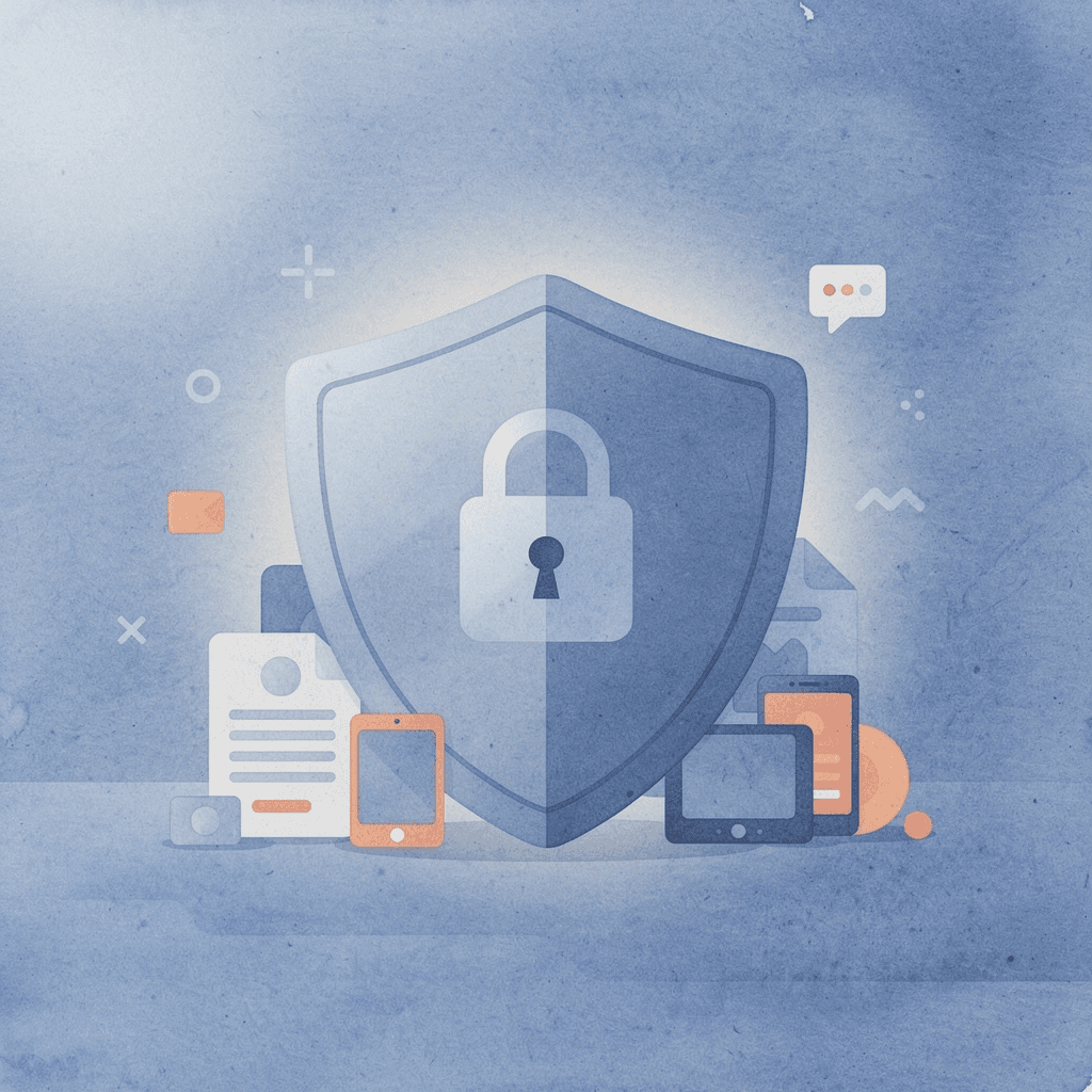 Scene illustration of a shield protecting infrastructure representing secure compliant AI deployment