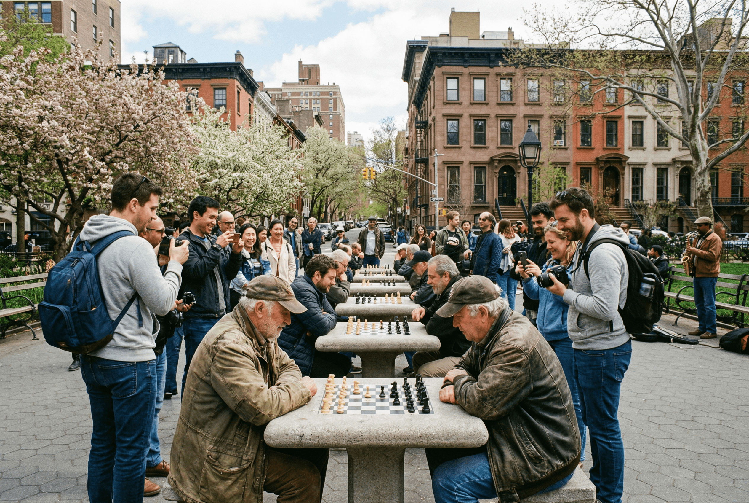 City Garden with local and tourst playing Chess