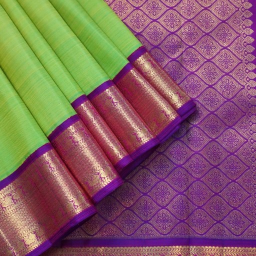 Radiant Green and Purple Kanchivaram Silk Saree