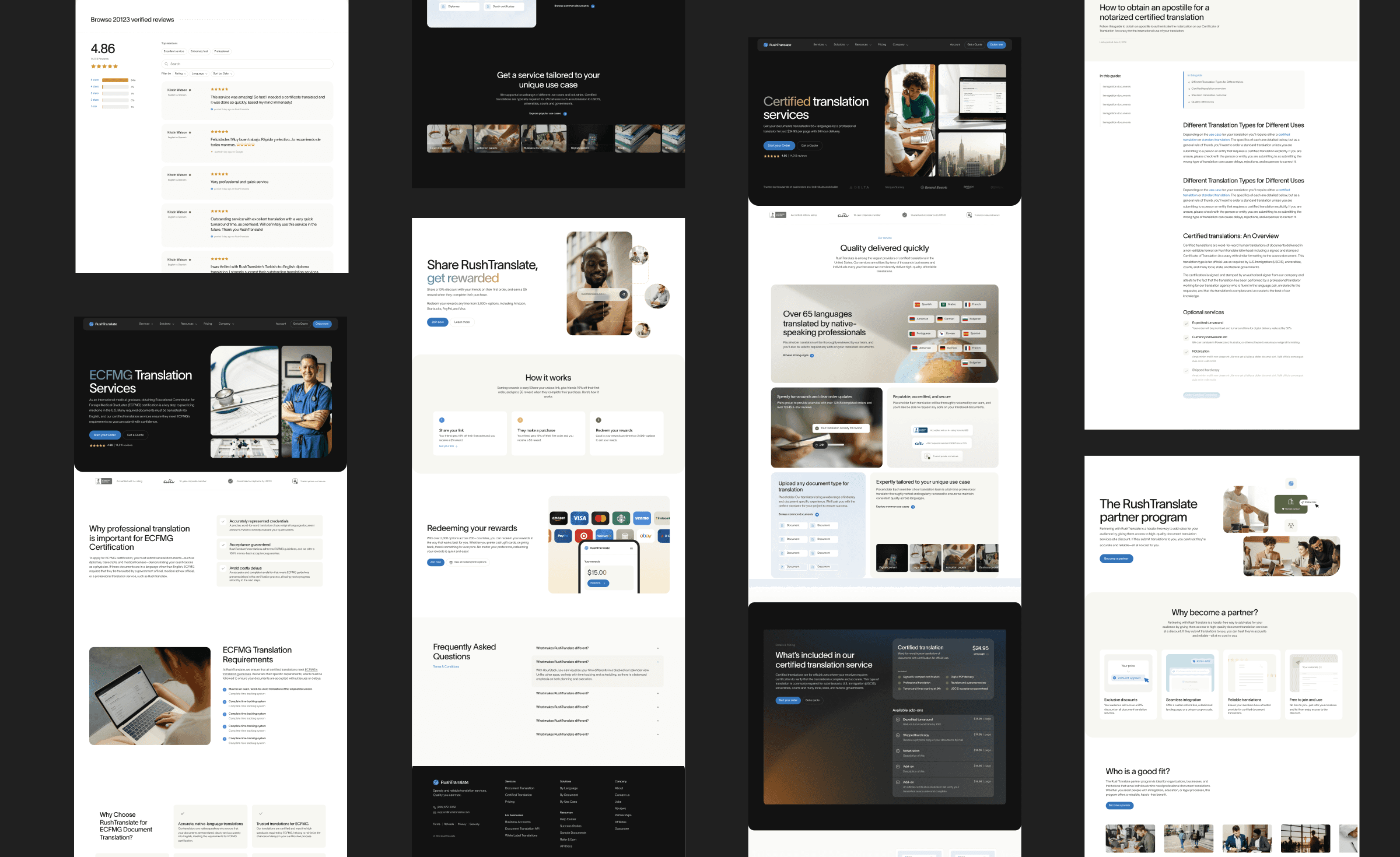 The marketing website includes both unique and templatized landing pages, company information, support resources, and more