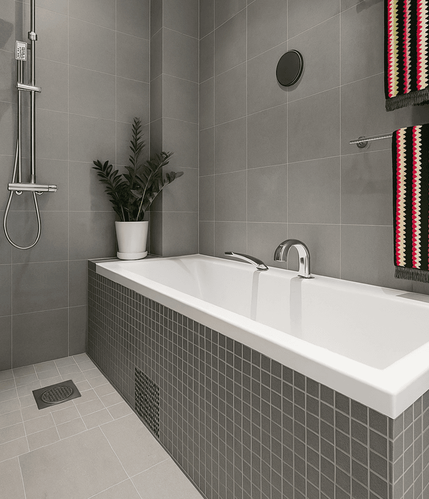 Waterproof, build-up free bathroom tiles
