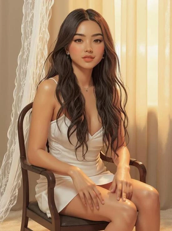 Oil painting model girl waiting to be painted, AI women generator