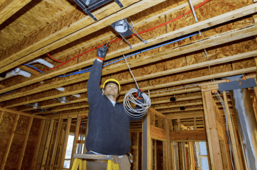 Electrical wiring installation in a new residential build ensuring safe and efficient power distribution throughout the home