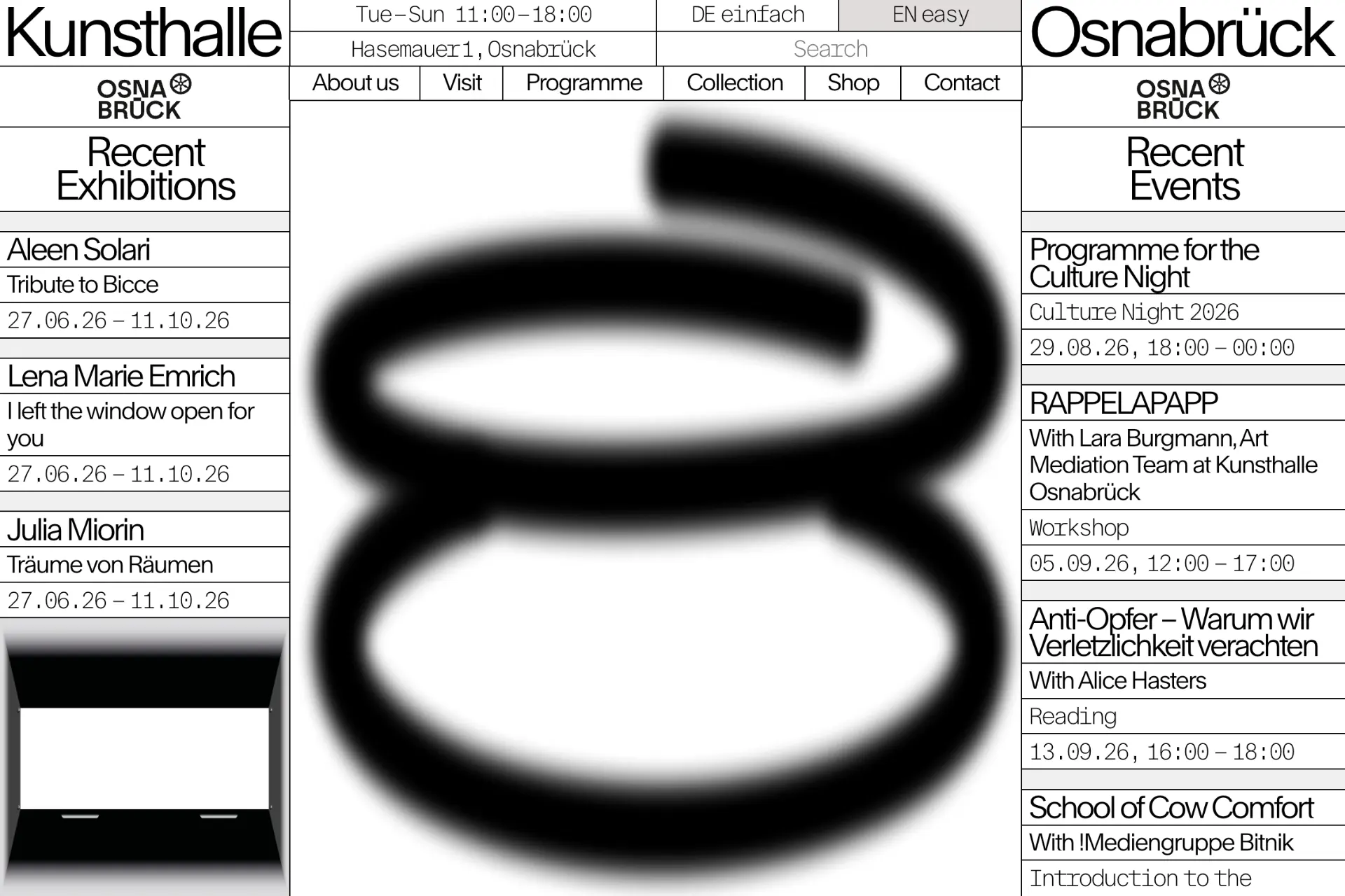 Screenshot of Kunsthalle Osnabrück website