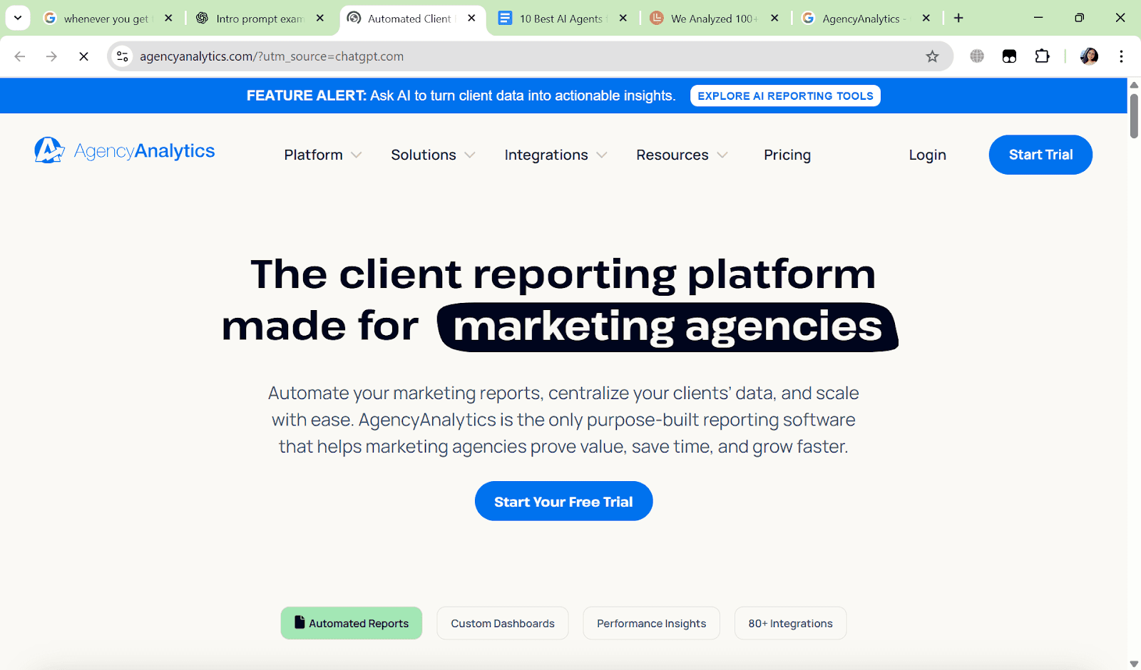 Agency Analytics home page