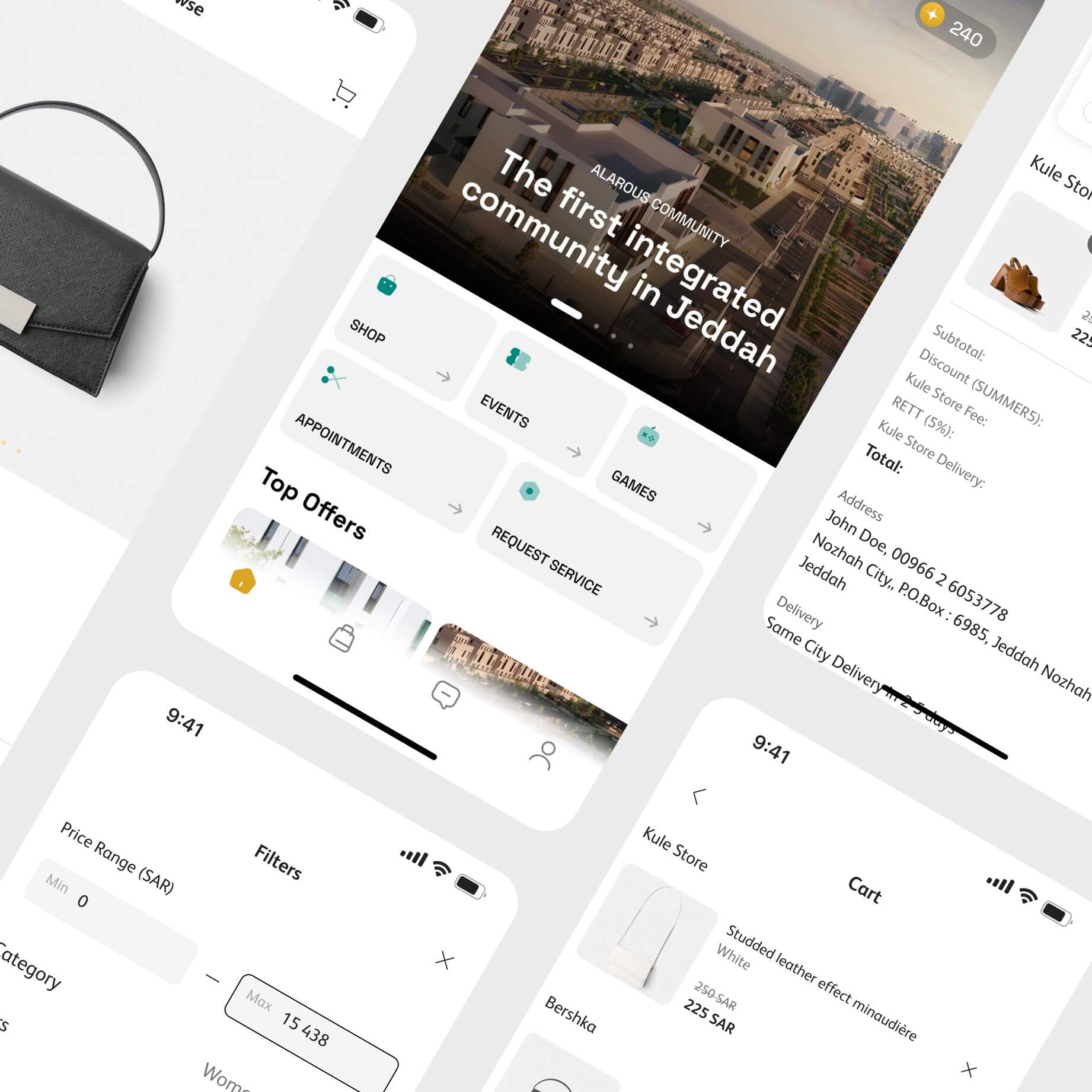 Screenshots of different storefronts inside GCash Super App