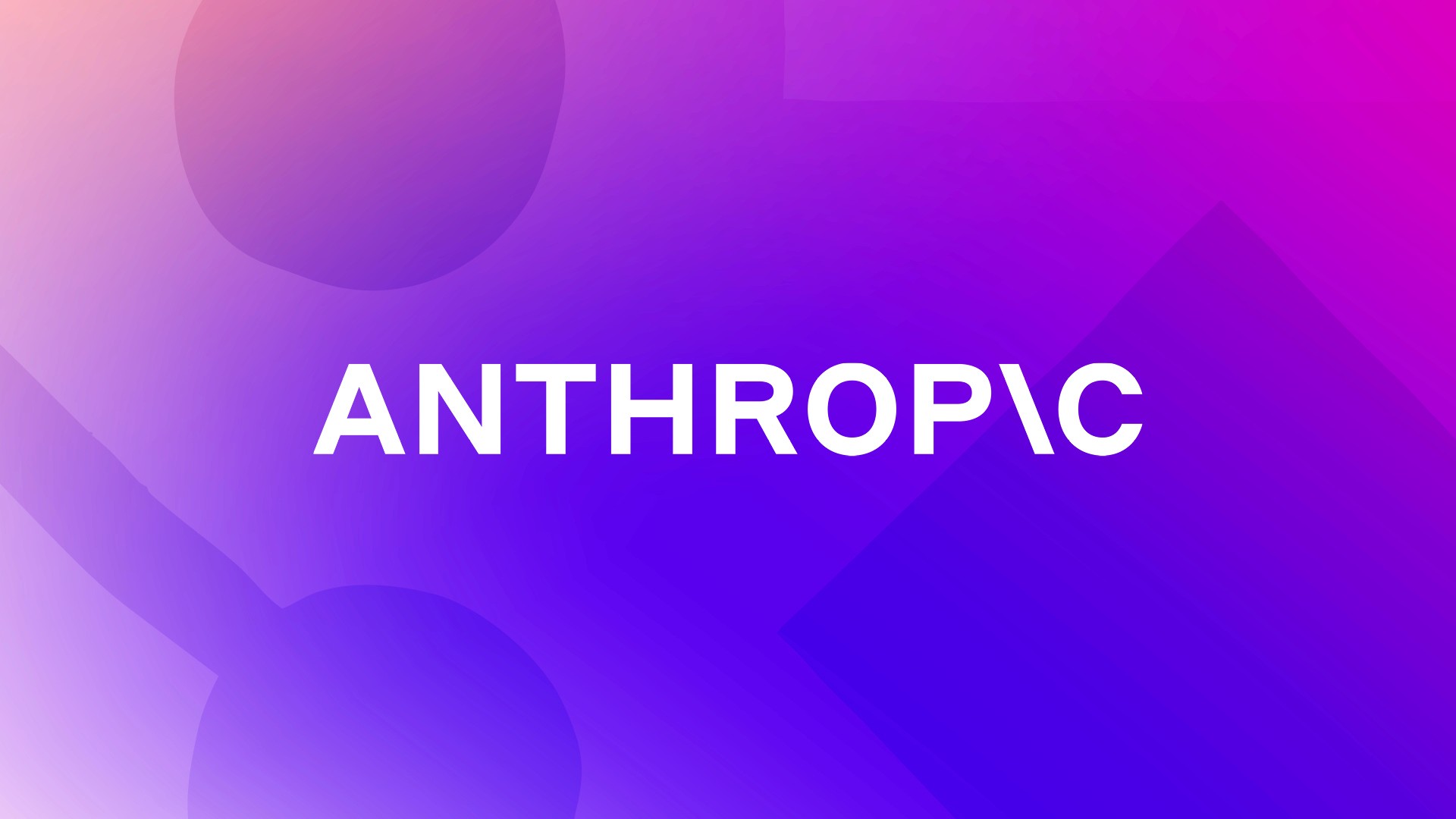abstract vivid purple pink gradient background with geometric shapes and anthropic logo