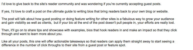 Guest Blogging Pitch Example