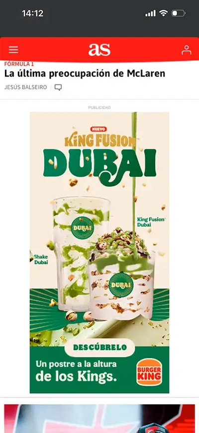 rich media de burger king fusion dubai en diario AS