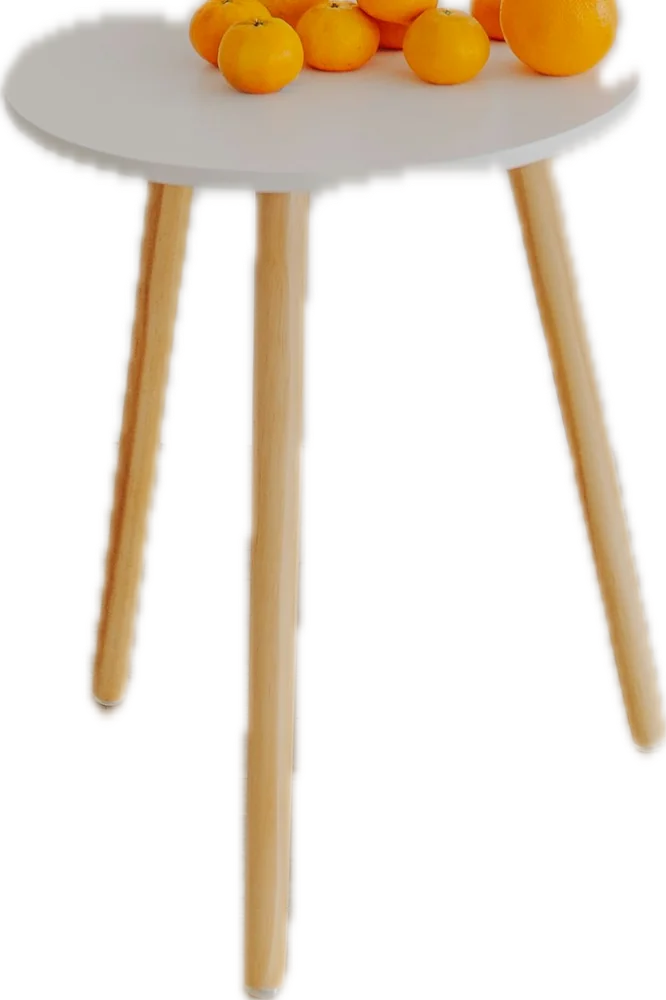 Three-leg ash side table with a white top