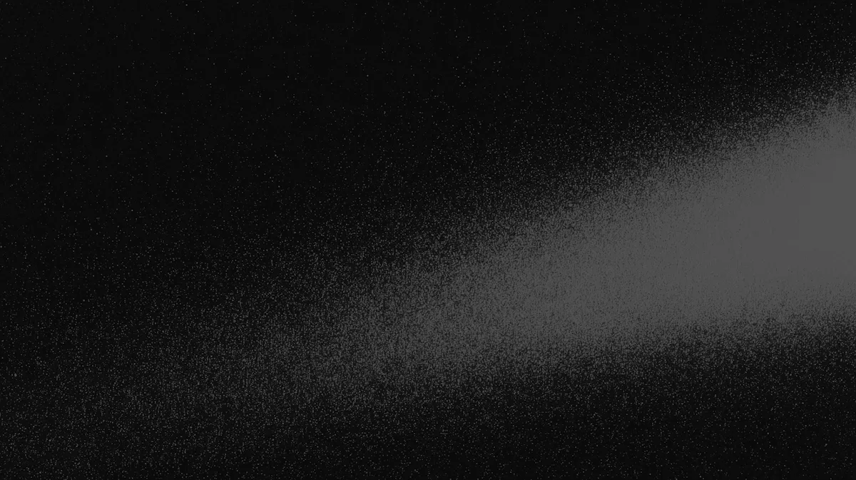 Abstract black-to-white gradient with a speckled, spray-paint texture, resembling a starry night transitioning into light.