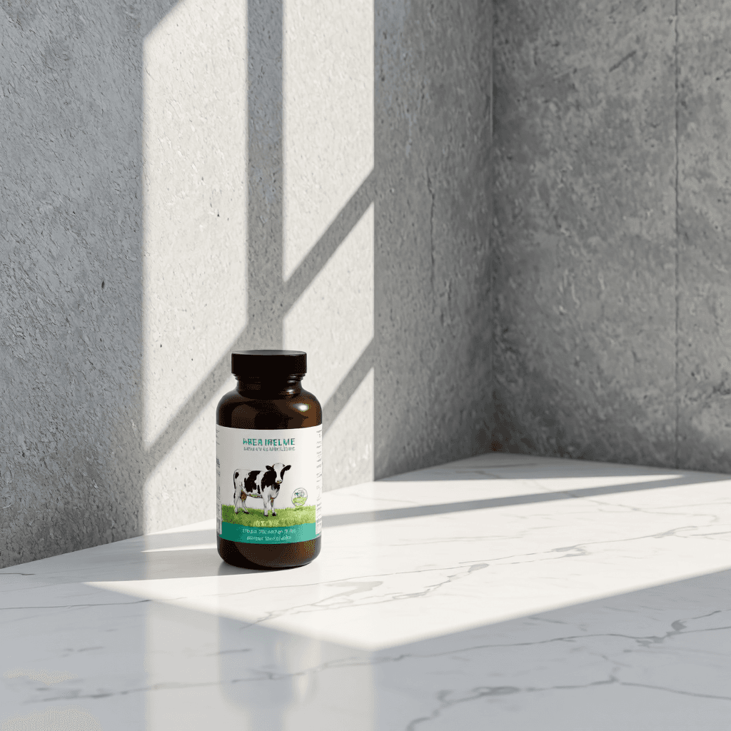 product photography of a bottle of dietary supplement