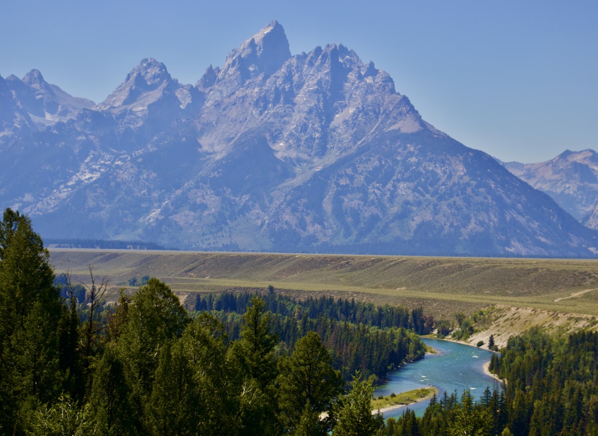 Grand Tetons rising above the Snake River valley in Wyoming