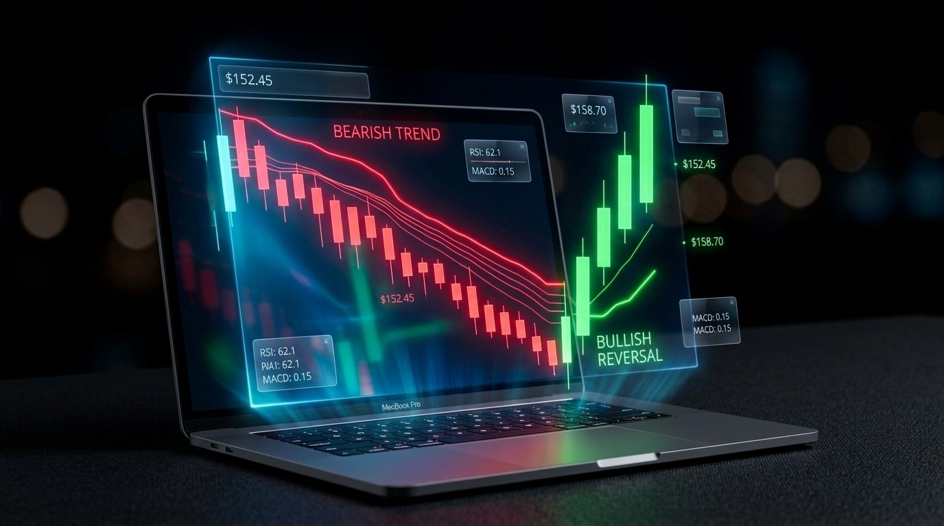 Trading chart showing 19 consecutive bearish Supertrend bars followed by a sharp bullish reversal that invalidated all trend indicators simultaneously