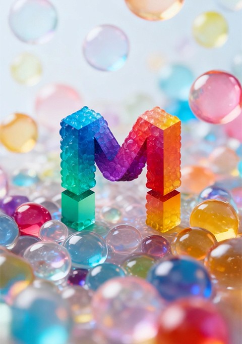 3D Logo and color system application — MetaCraft visual identity. 