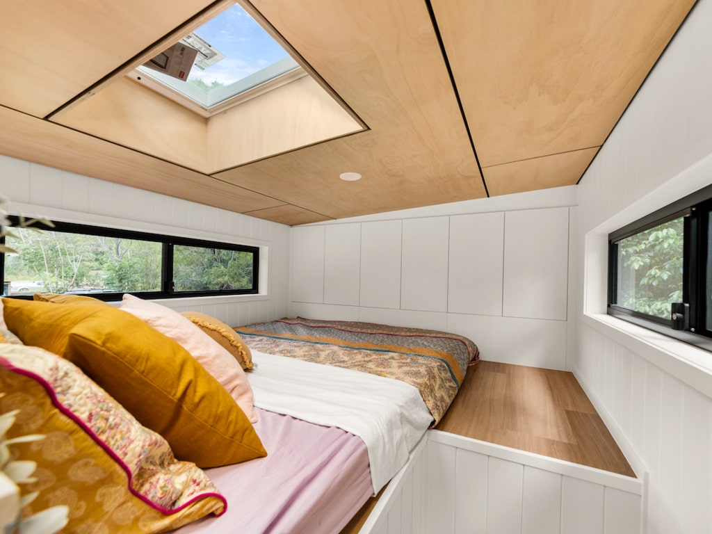 Loft Bedroom with wardrobe storage - Aussie Tiny Homes