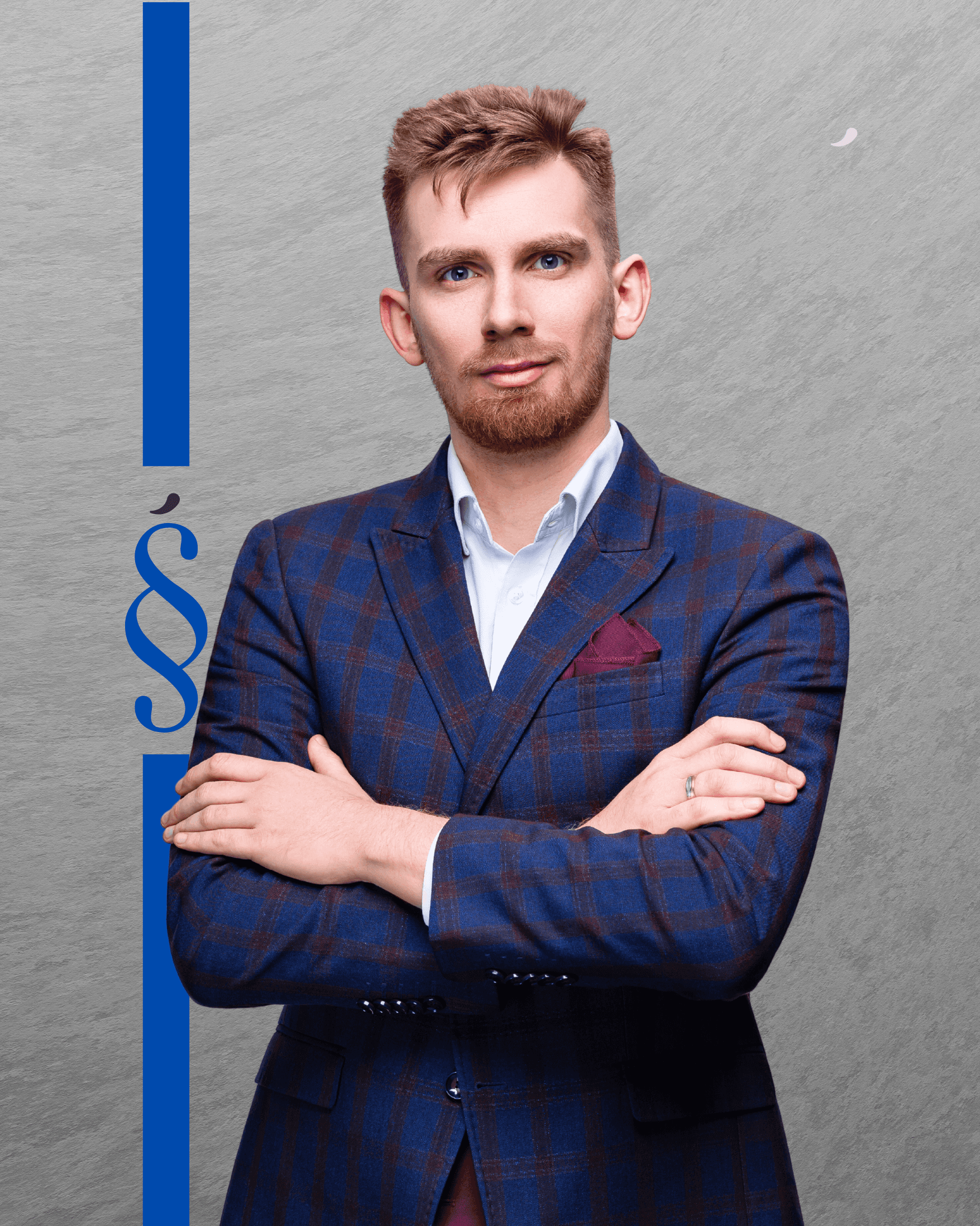 A smiling woman with her arms crossed, standing against a dark green background. She has long, dark hair.