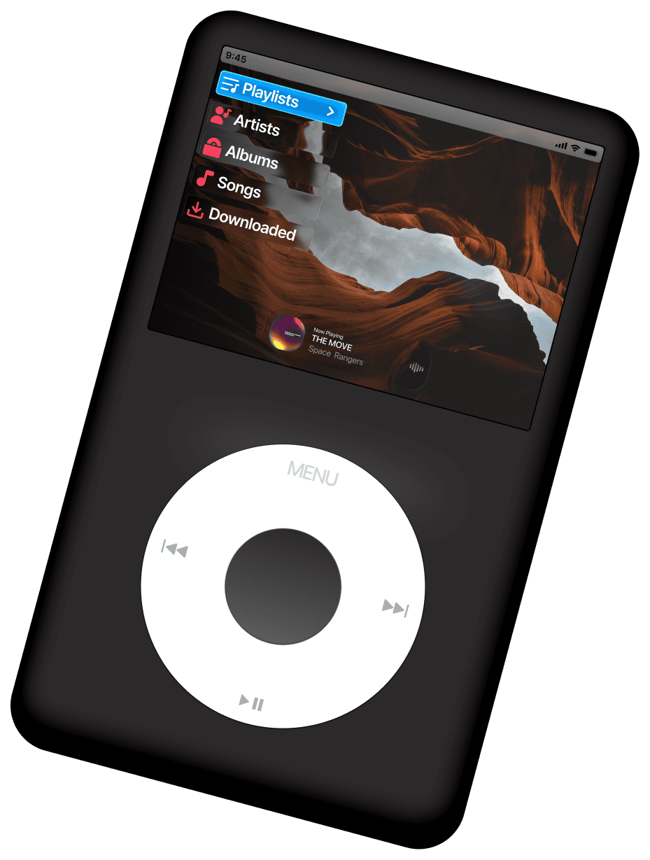 iPod Revive project card showing a device concept render of the reimagined music player with click wheel and modern display