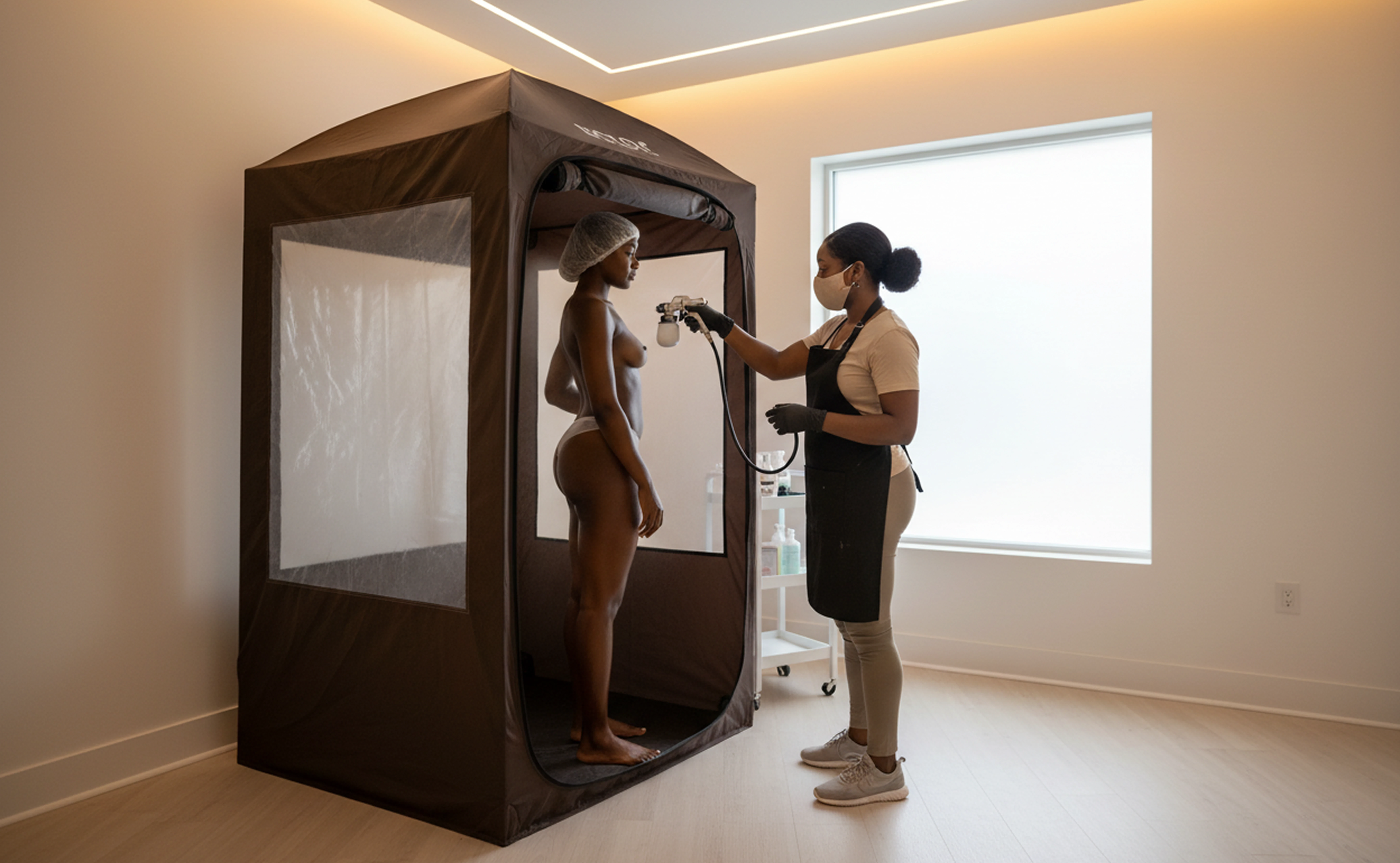 Spray tan service page on Bukeen for booking tanning appointments