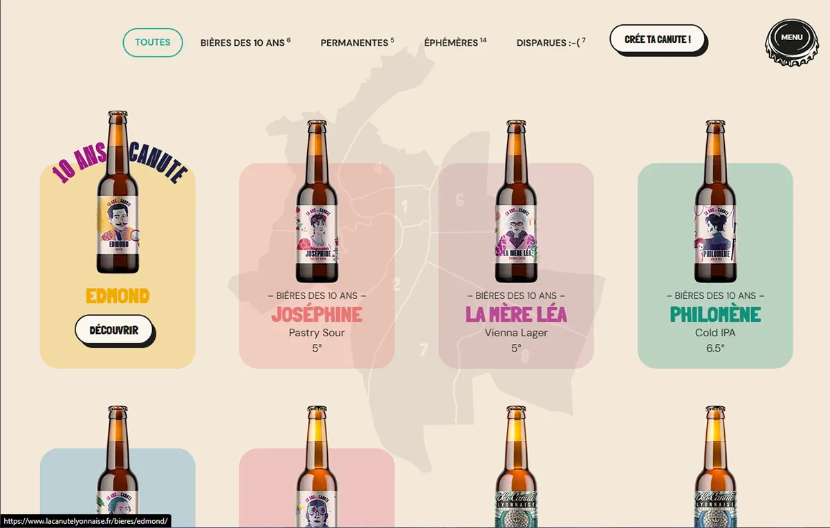 interface ui liste bieres lyon