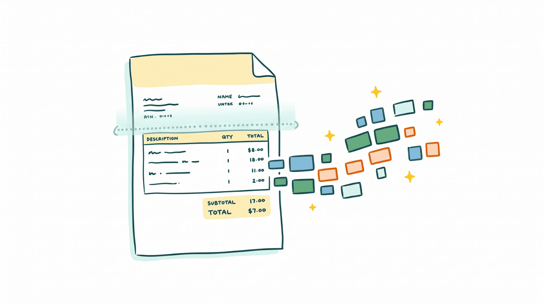 Modern finance workspace with invoice data extraction dashboard on laptop screen