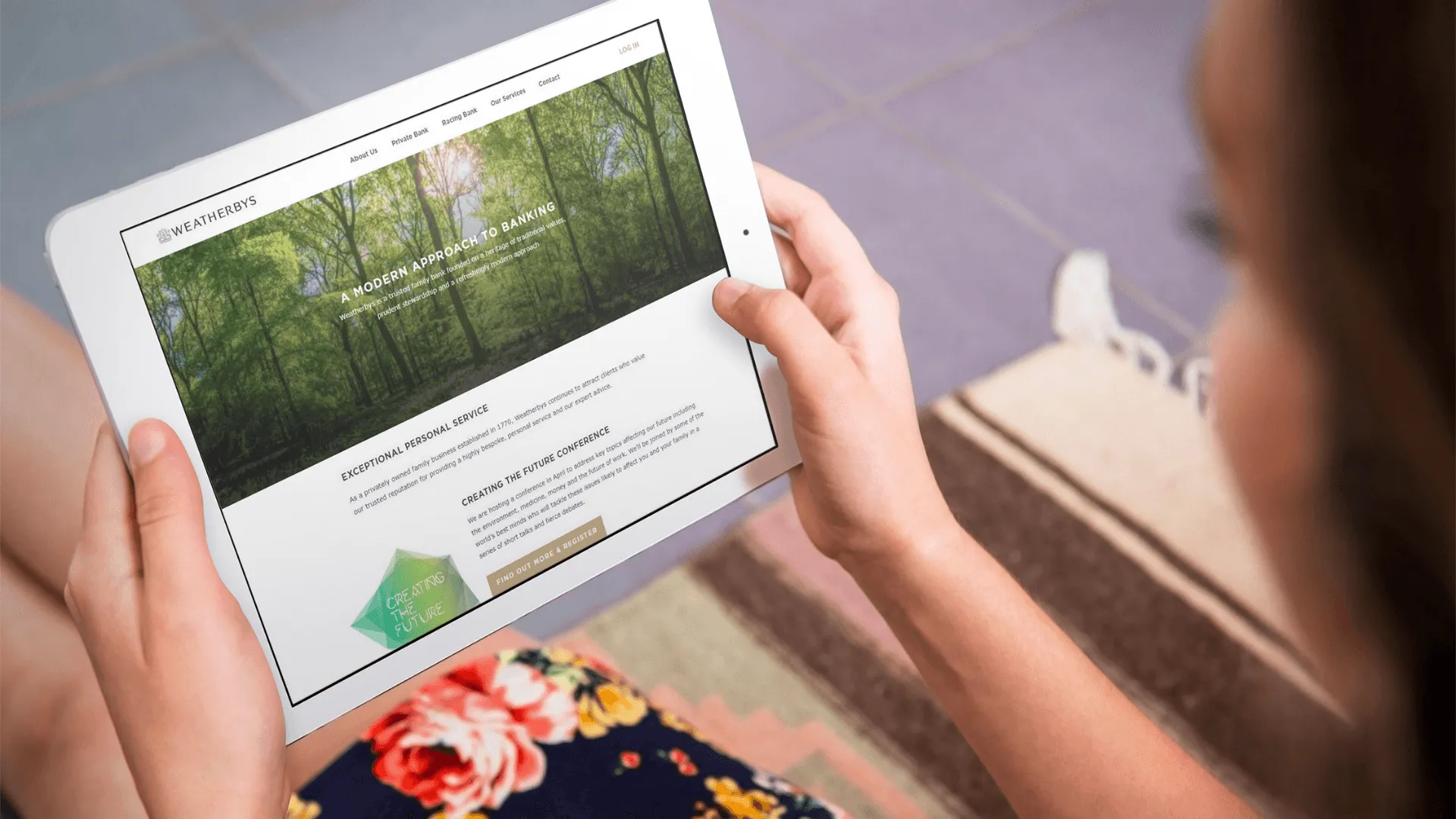 Weatherbys bank site on tablet