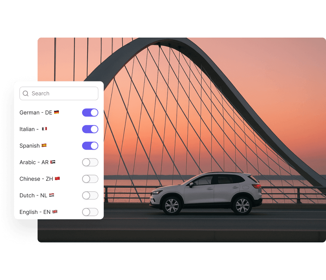 The image features a minimalist clothing display with a beige and black slip dress on sleek black hangers, accompanied by a pair of stylish high-heeled sandals and a straw hat, set against a neutral-toned backdrop with soft, natural lighting; a language selection interface with options for German, Italian, Spanish, Arabic, Chinese, Dutch, and English is visible on the left.