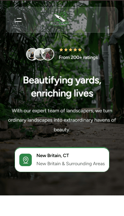 Mobile homepage mockup of Fresh Blades Landscaping website showing responsive design and landscaping services on smartphone