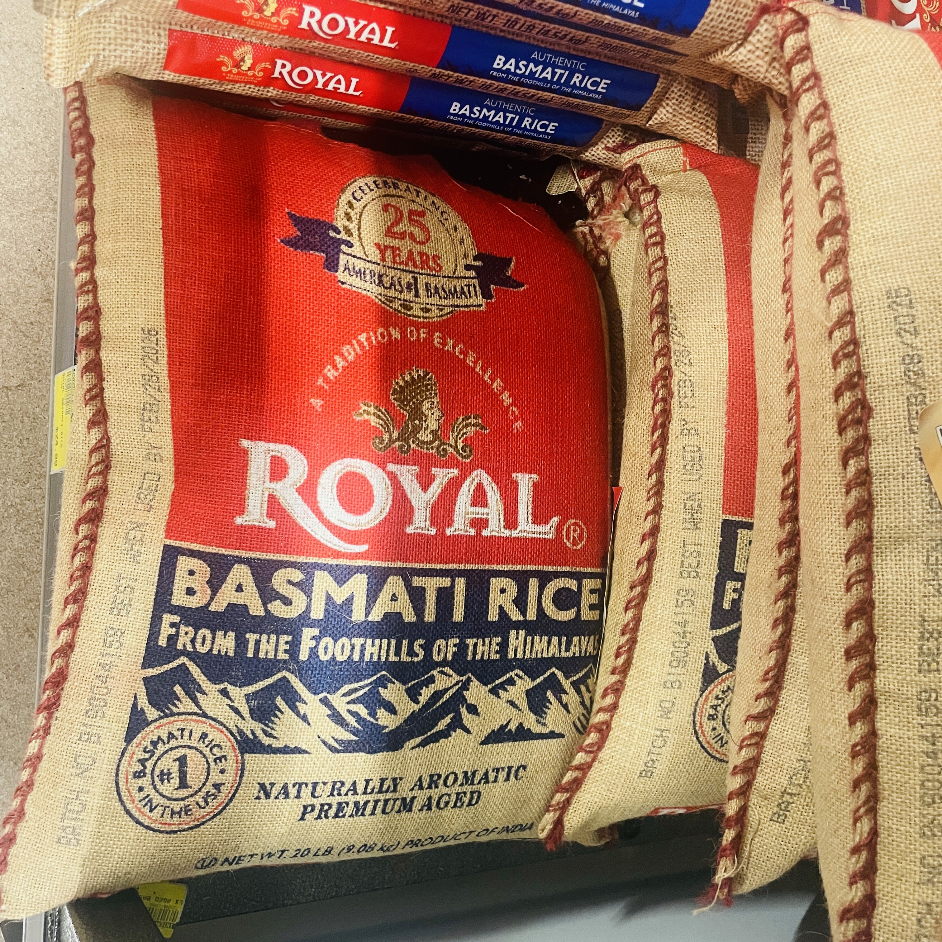 Royal basmati rice from the foothills of the Himalayas, aromatic and aged, available at International Food Market Orlando.