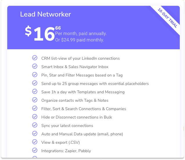 LinkedIn CRM Leaddelta Pricing | Breakcold