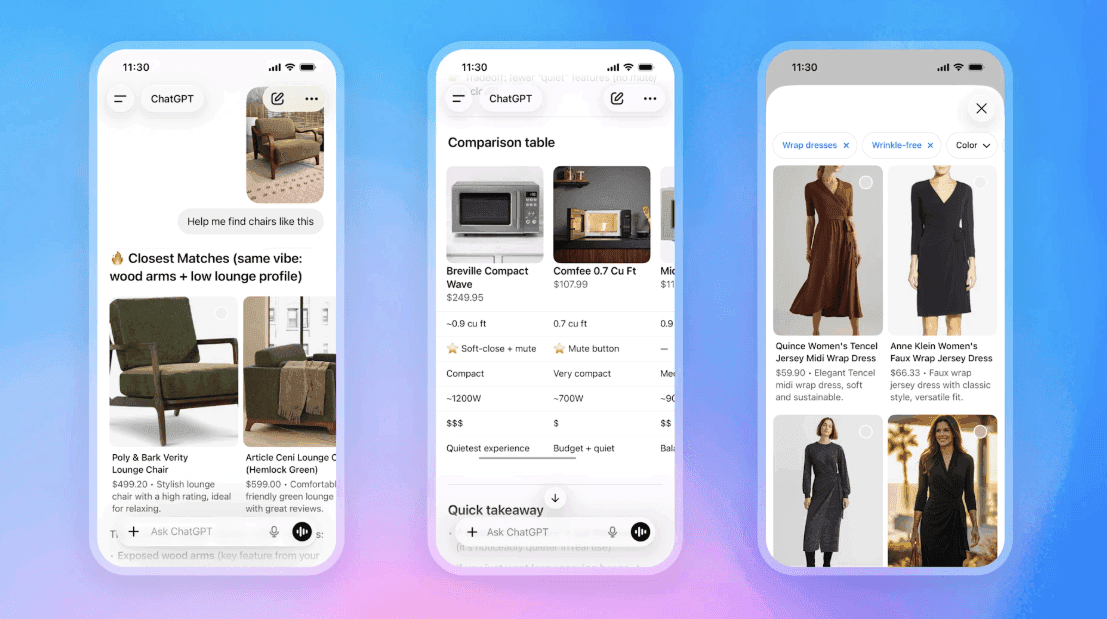 chatgpt shopping comparisons