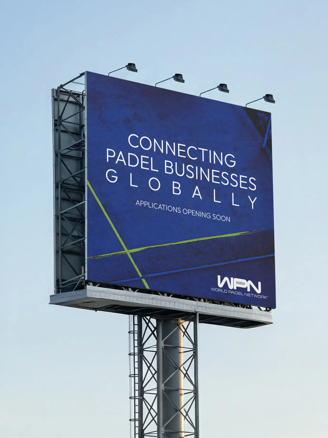 World Padel Network — WPN billboard with ‘Connecting Padel Businesses Globally’ headline — Outdoor advertising