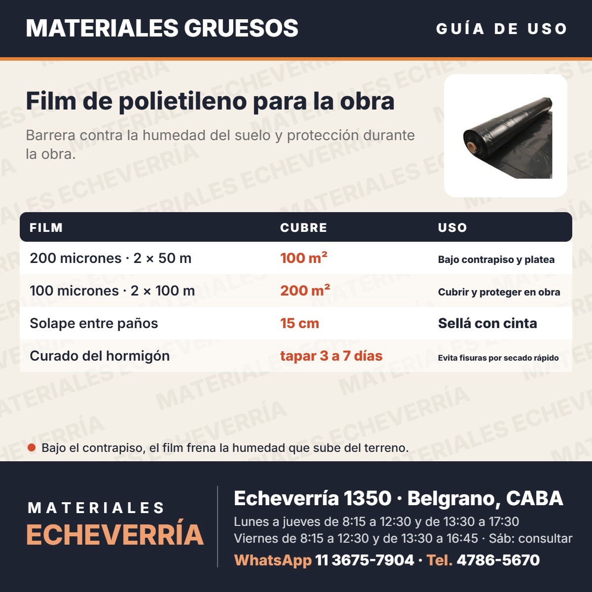 Guía: cómo usar el film de polietileno bajo contrapiso y en obra