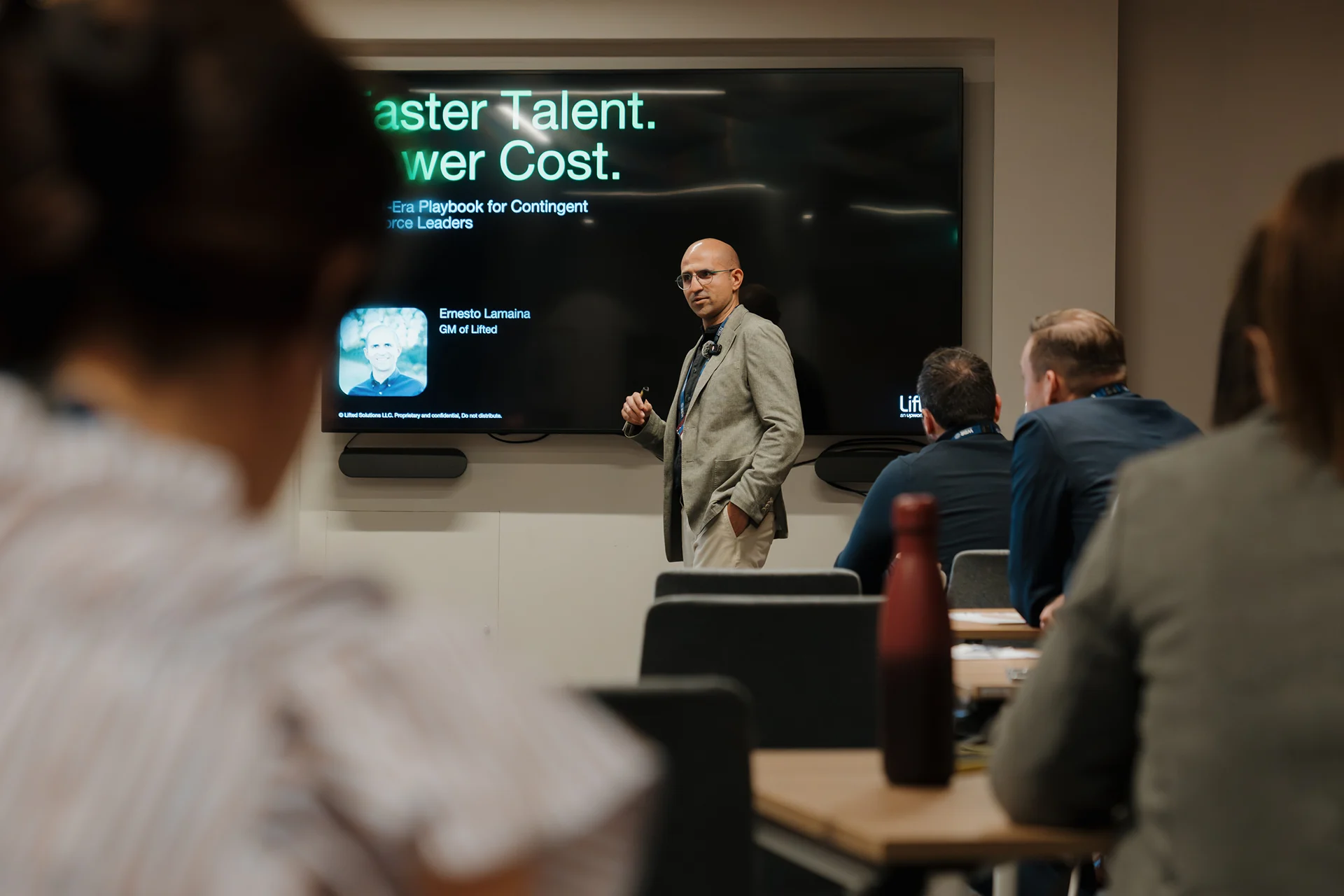 Ernesto presenting about talent pools