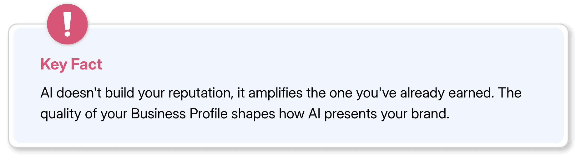 Key fact graphic explaining how AI amplifies your business reputation online.