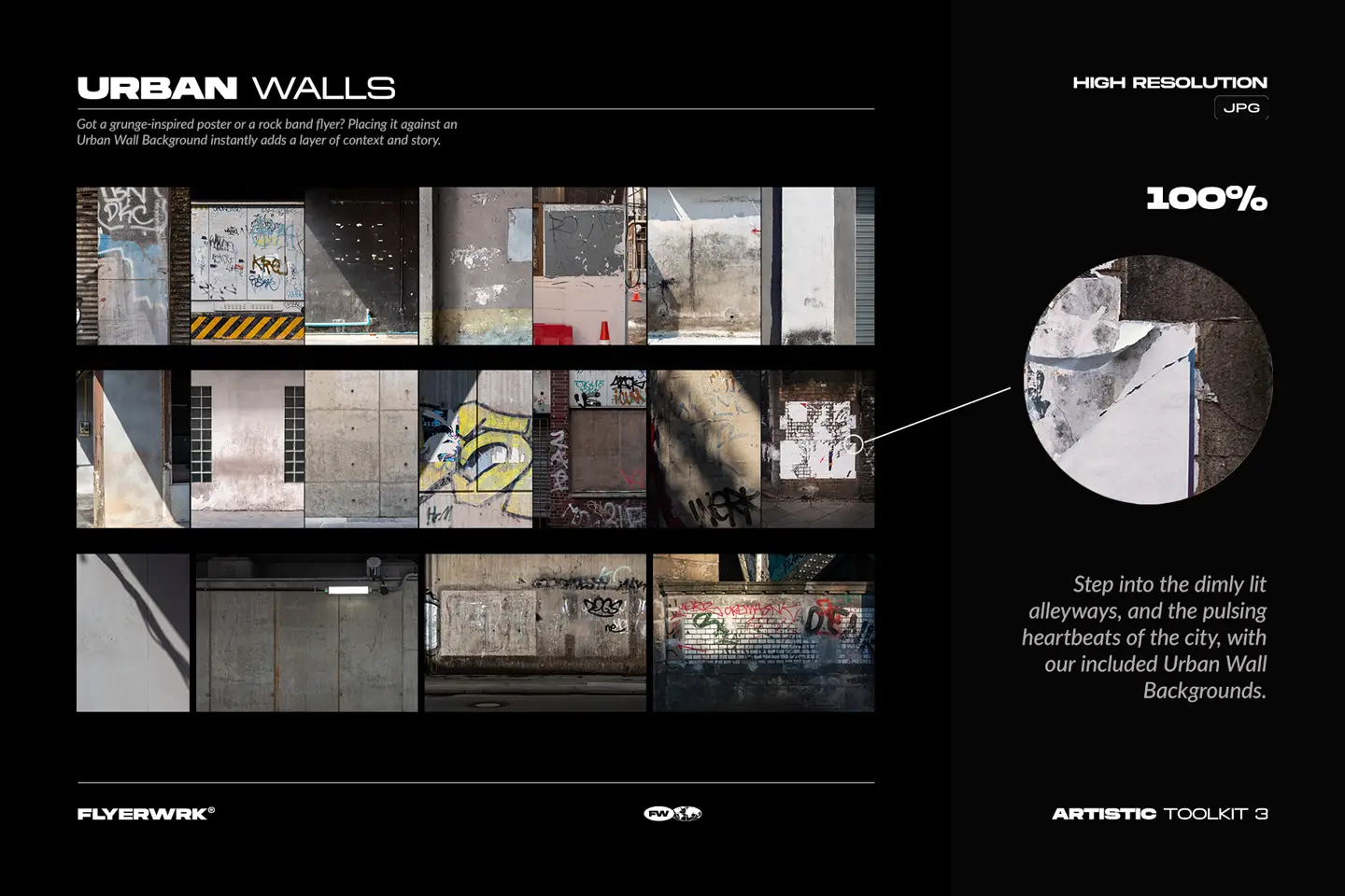 Artistic Toolkit 3 urban wall background textures for gritty poster compositions