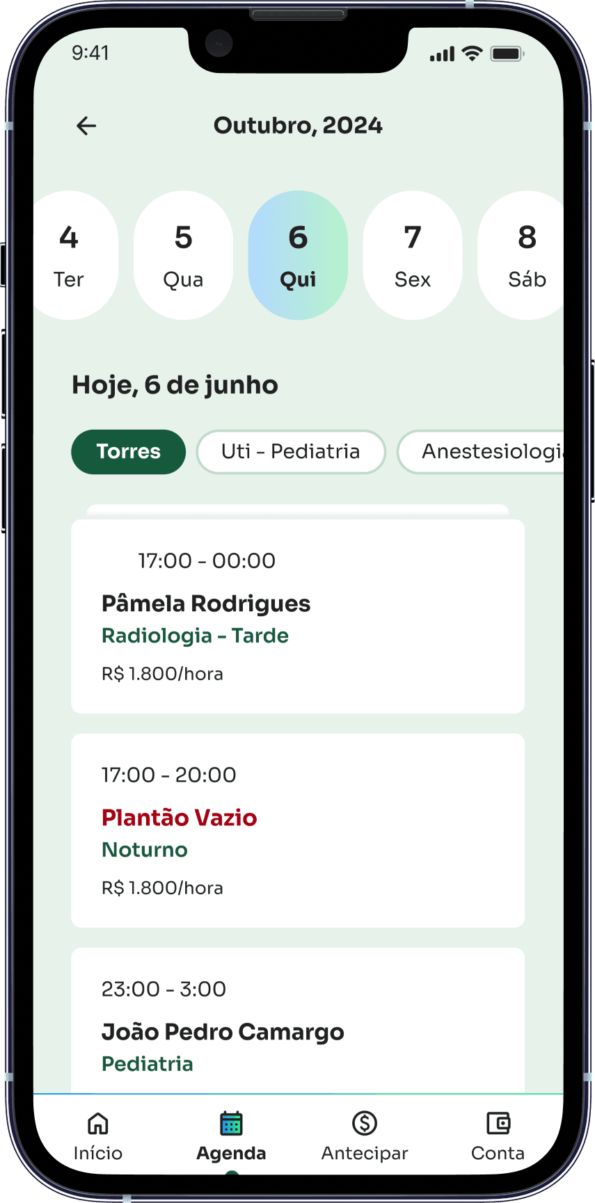 agenda de plantões