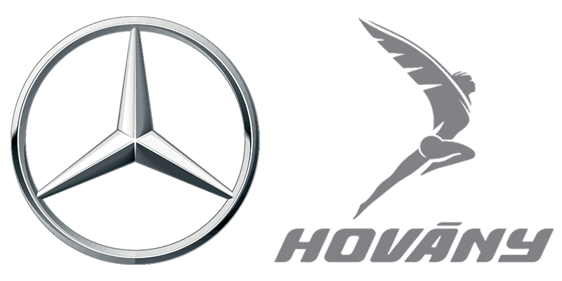 Mercedes-Benz és Hovány logó, büszke partnerünk a minőségi és kompromisszummentes karosszériavédő fóliázásban.