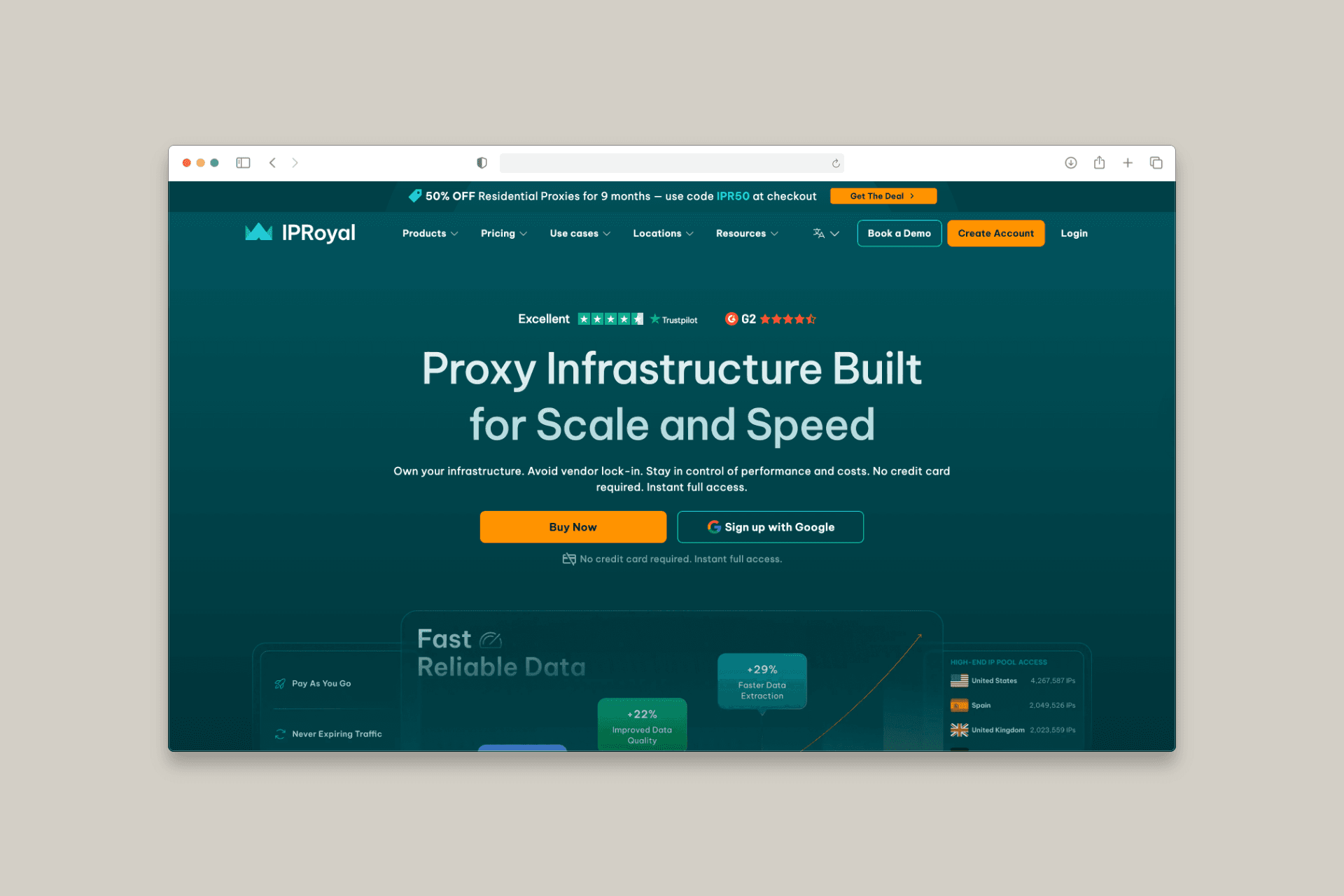 IPRoyal homepage mockup