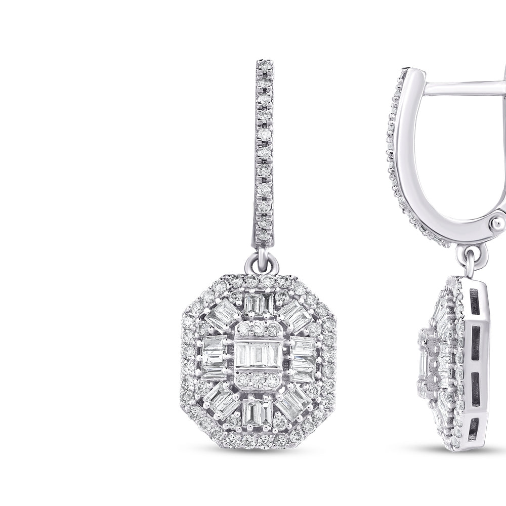 Assos 0.90 Karat Baget Pırlanta 14 Ayar Beyaz Altın Küpe